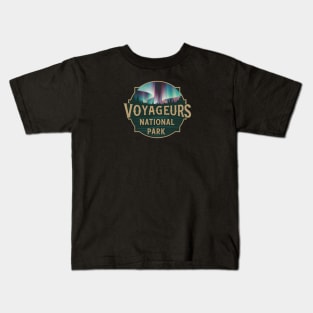 Voyageurs National Park Aurora Borealis Emblem Kids T-Shirt